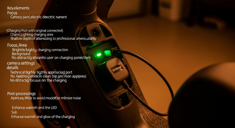 E-Scooter Akku wird mit Originalladegeraet geladen